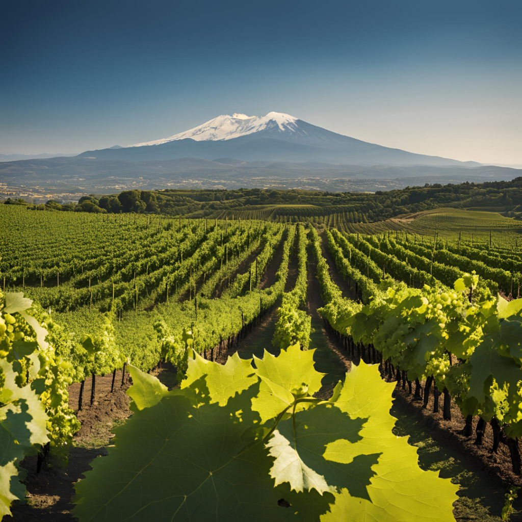 Etna a pěstování surovin na Sicílii