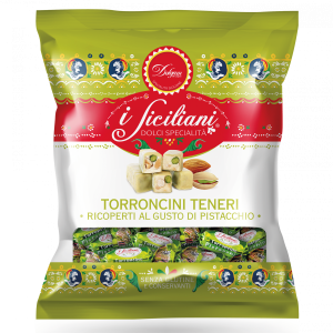 TORRONCINI MORBIDI ALLE MANDORLE E PISTACCHI RICOPERTI AL GUSTO DI PISTACCHIO