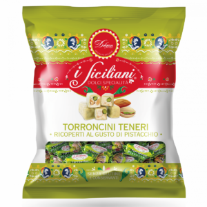 TORRONCINI MORBIDI ALLE MANDORLE E PISTACCHI RICOPERTI AL GUSTO DI PISTACCHIO